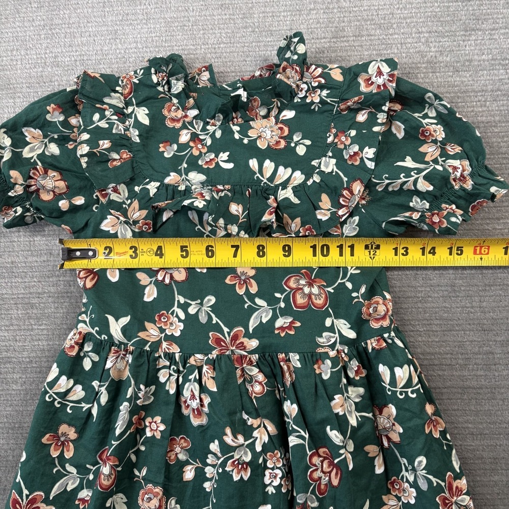 Janie and Jack Enchanted Forest Floral Ruffle Dress Girls 7 Green Tiered Skirt - Picture 5 of 8